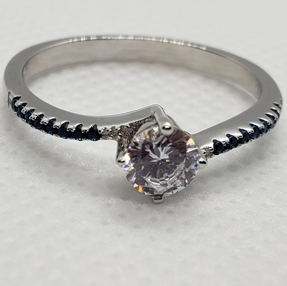 Silver Round Cubic Zirconia Created Nano Sapphire - Picture 5 of 8